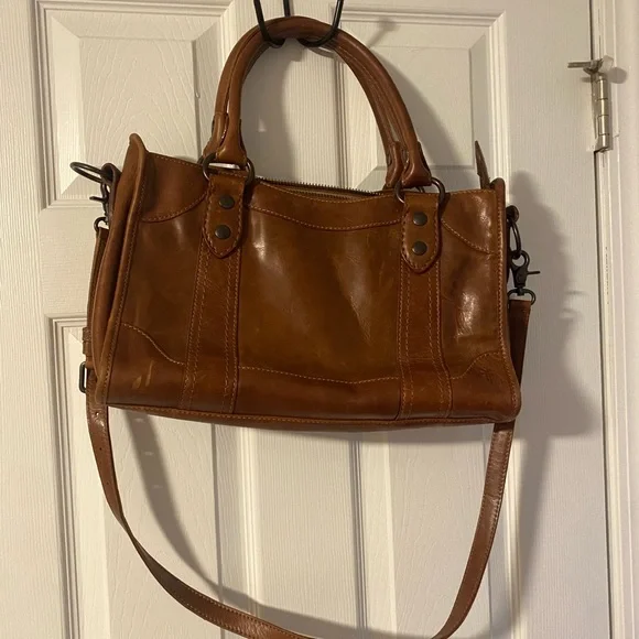 Frye Cognac Melissa zip leather satchel - Picture 10 of 11
